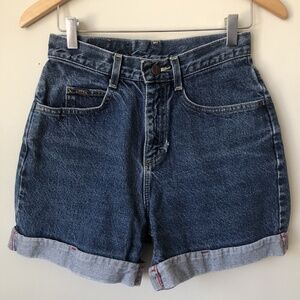 Vintage Women’s Riders High Waist Blue Jean Shorts Rolled Cuff Waist 26 size 10